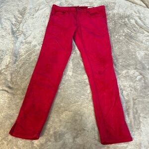 Rag and bone fuchsia velvet high rise ankle skinny pants